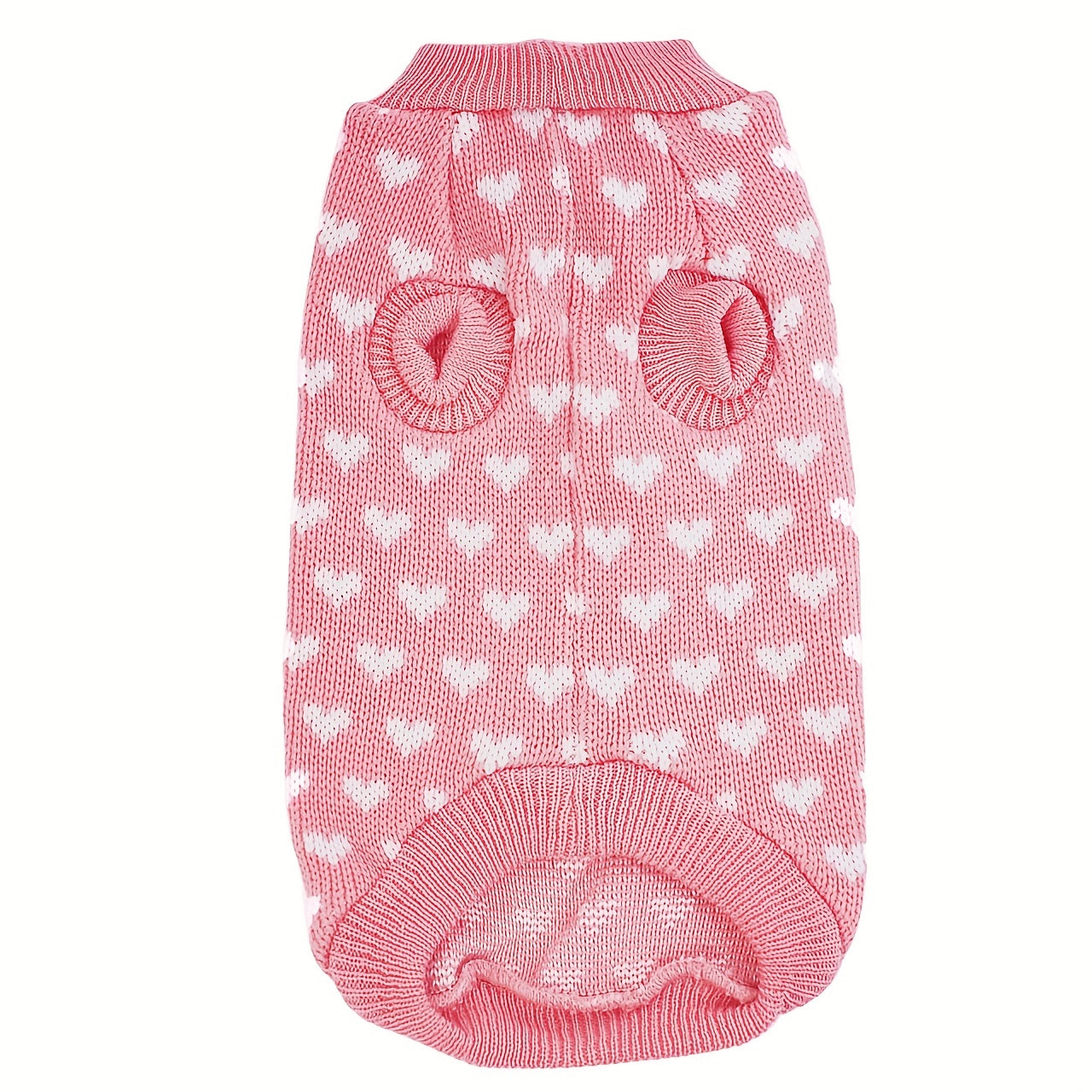 Dog Sweater with Pink Heart Design - Comfortable Knitwear for Dogs of All Sizes, Soft And Warm Pullover for Pets