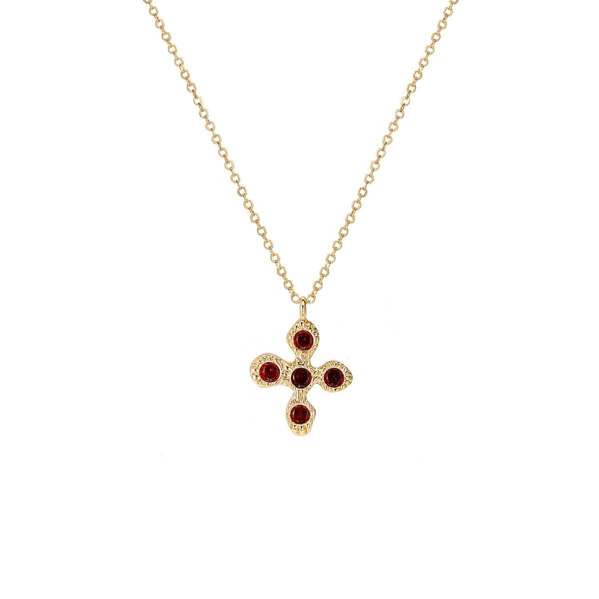 Light Luxury Floral Cross Pendant Delicate Zircon Necklace