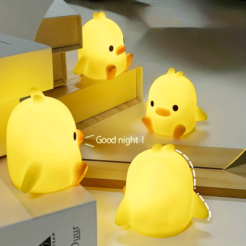 Charming Art Deco Yellow Duck Night Light: Rust-Resistant, Battery-Powered Downlight for Cozy Bedrooms