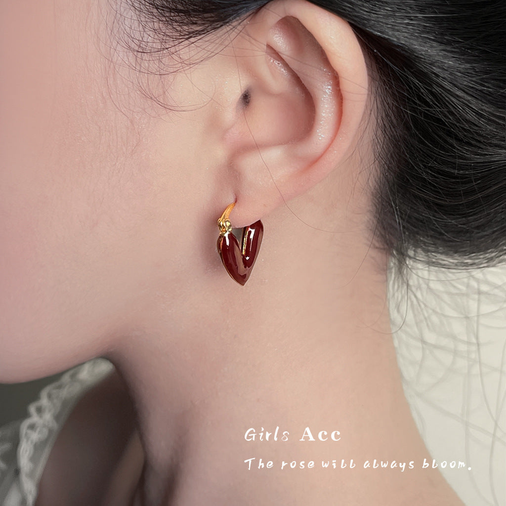 Ankola Red Oil-drop Earrings Feminine And Vintage Style
