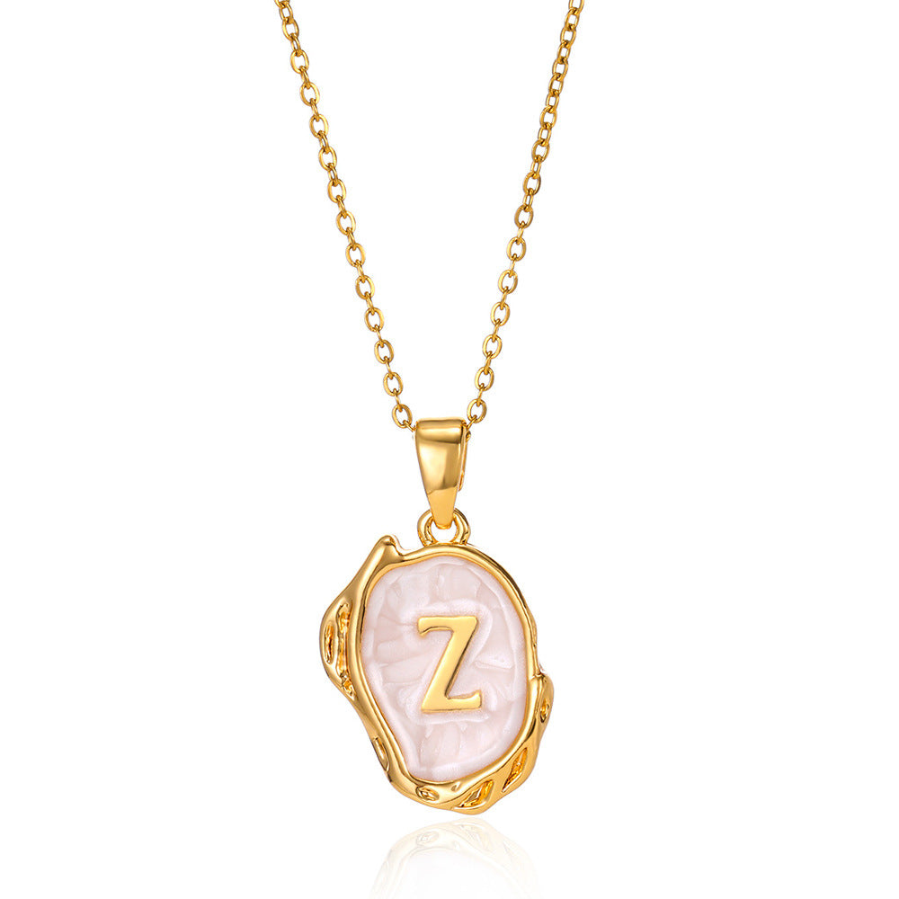 Minimalist 26 Letter Oil Dripping Three-dimensional Necklace