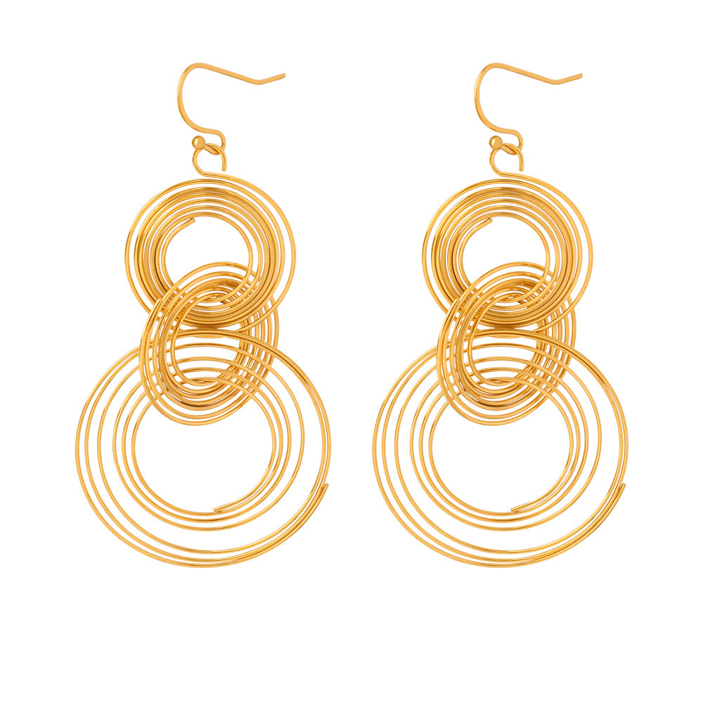 New Stylish Niche-design Titanium Steel Gold-plated Geometric Earrings