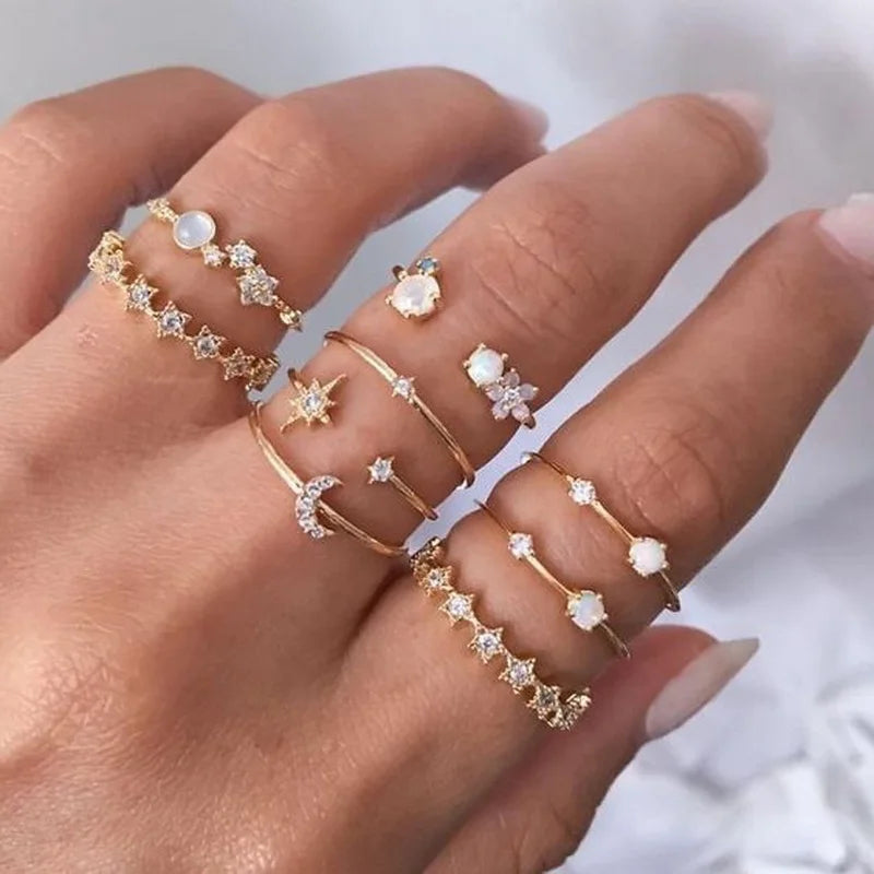 Fashion Hollow Heart Butterfly Ring Set For Women