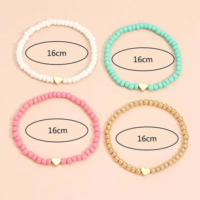 YWZIXLN Boho Engraved Multilayer Colorful Beads Chain Heart Pendant Bracelet Accessories Best Gift For Women Wholesale B052 - Giftcare