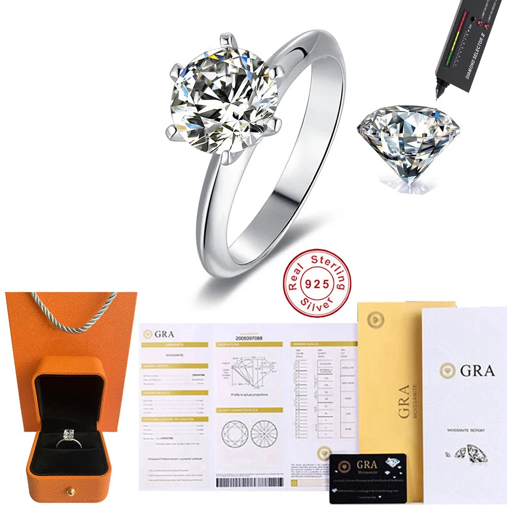 Luxury 925 Sterling Silver Real Moissanite Rings Wholesale - Giftcare