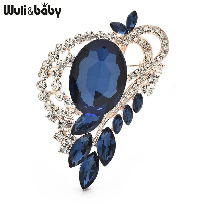 Wuli&baby Crystal Heart Brooches For Women Unisex 4-color Palace Style Love Round Flower Brooch Pins Gifts