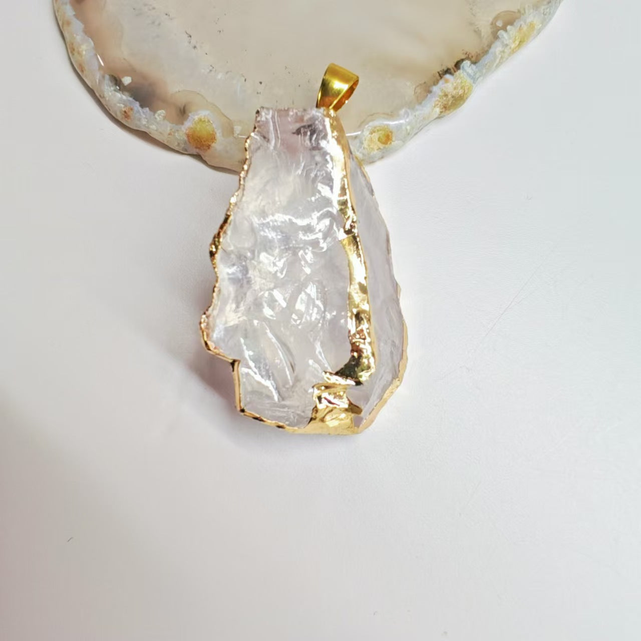 Irregular Natural Crystal Stone Pendant Sweater Chain Bracelet Accessories