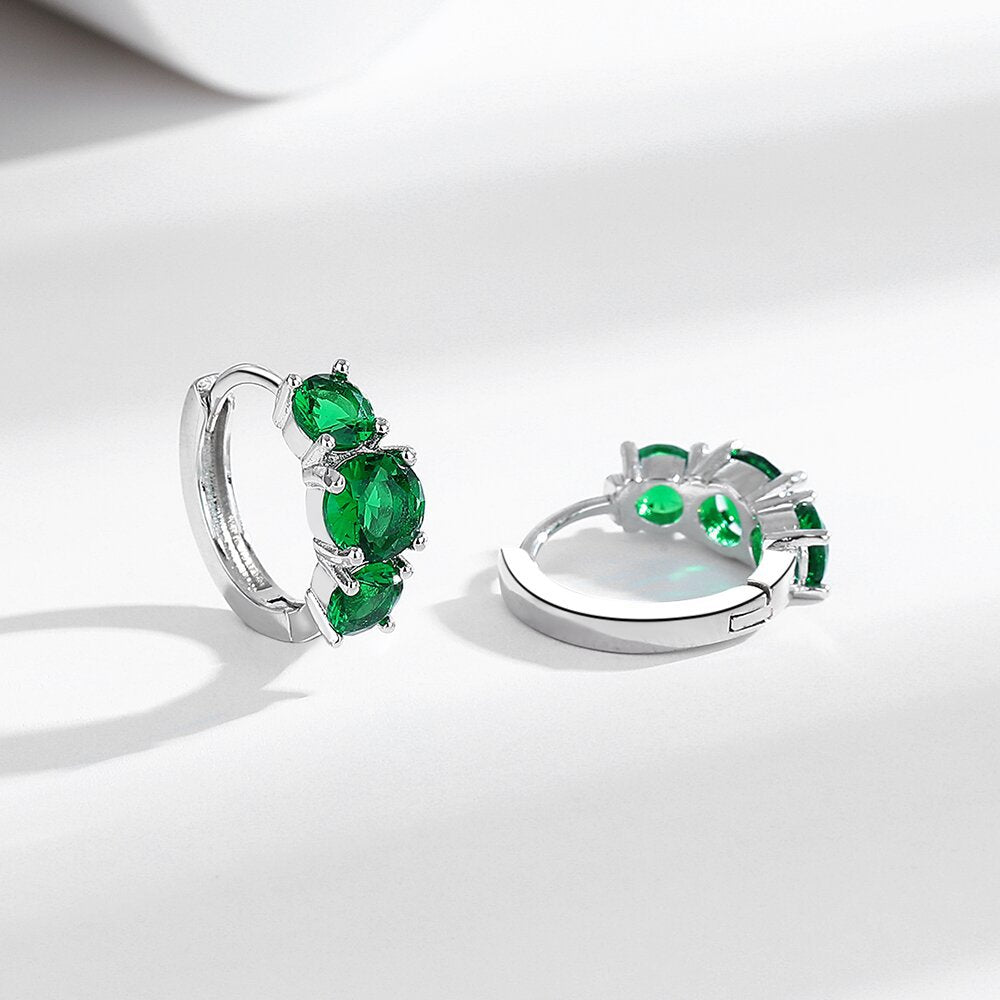 Vintage-style Womens Earrings With Emerald-inlaid Artificial Gemstones