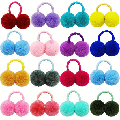 10pcs Cute Plush Pompom Hair Ties for Dogs and Cats - Fun and Stylish Pet Hair Accessories