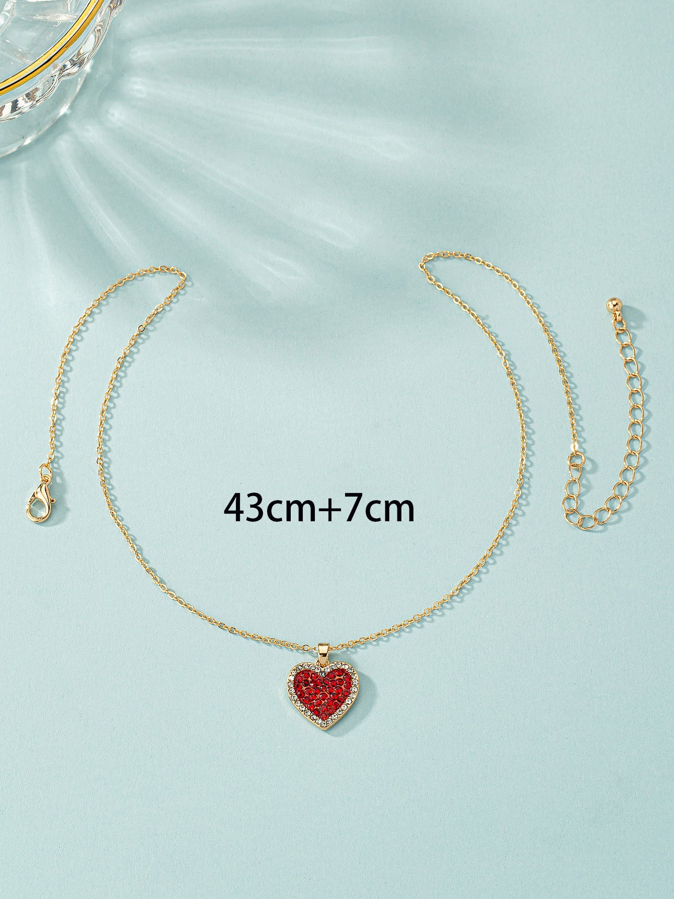 Korean-Japanese Sweetheart Instagram-Style Cute Alloy-Inlaid Heart Necklace For Women