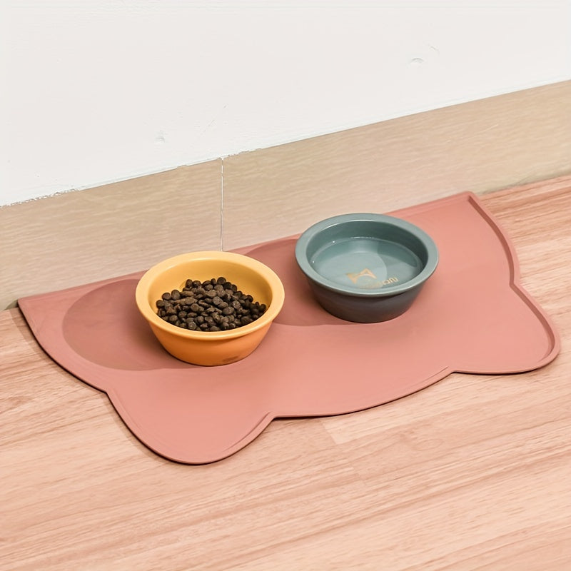 Non-Slip Waterproof Cat & Dog Food Mat with Raised Edges - Spill-Proof Pet Feeding Tray, Easy to Clean Spill Catcher for Floors,, - Compatible with Bowls, Ideal for Wet/Dry Food - Scratch-Resistant Floor Protector for Cats &