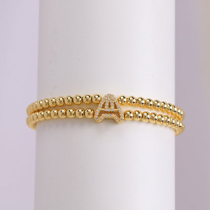 Copper-plated 18k Gold Zircon Bead Bracelet