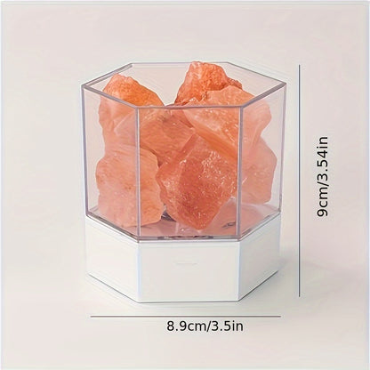 1pc Modern Himalayan Salt LED Night Light - USB-Powered Crystal Lamp with Warm Glow, Decorative Rock Salt Effect for Bedroom, Meditation & Home Ambiance, Includes Wooden Base & Adjustable Brightness, Lamp for Bedroom