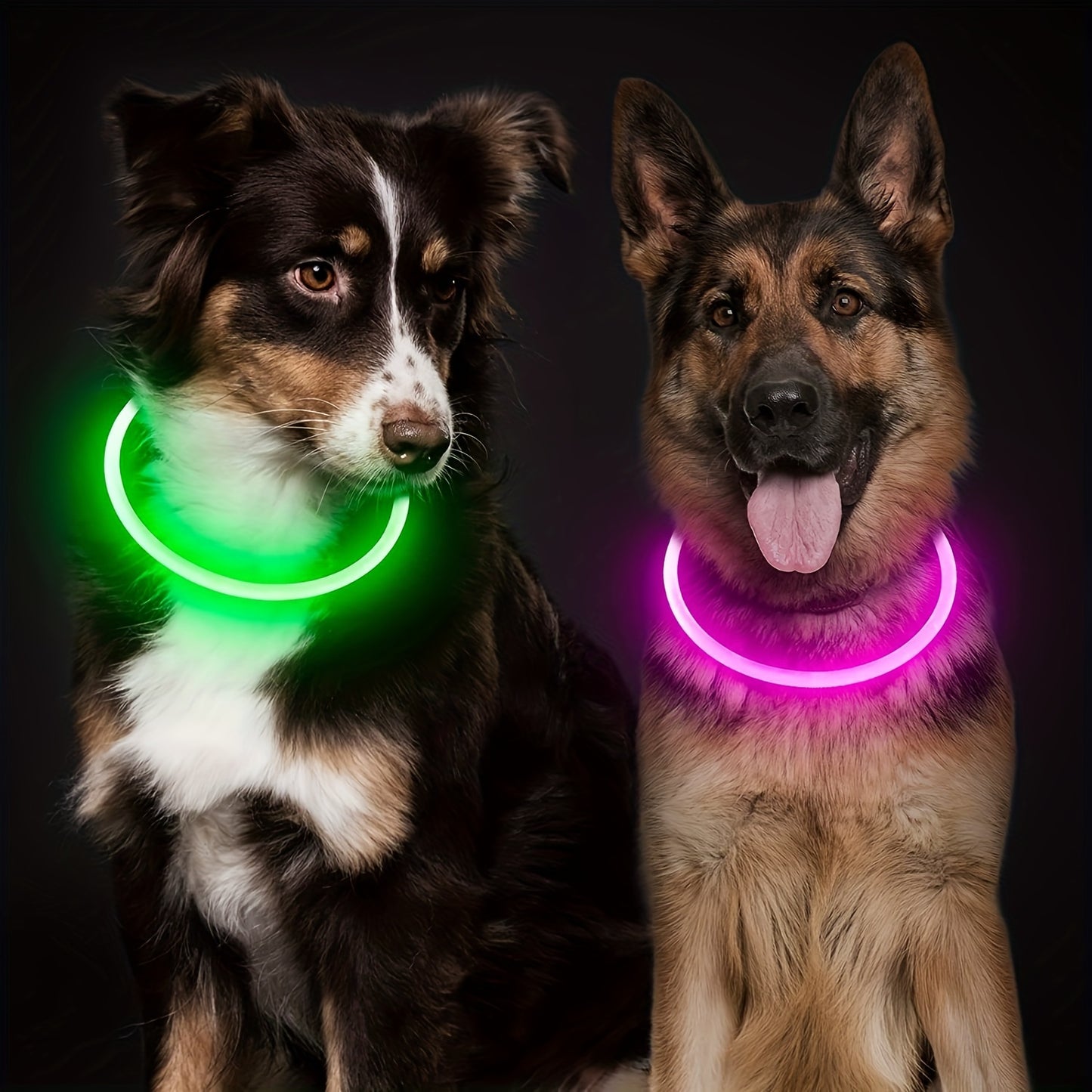 Luminous USB Rechargeable Dog Collar - Glow-in-the-Dark PVC Neck Cuff for Small Medium Large Dogs, Nighttime Walking Light with USB Charging, Safe & Portable Pet Accessory, Glow in the Dark Technology