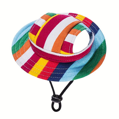 Adjustable Pink Polka Dot Dog Hat with Ear Holes - Breathable Mesh Sun Cap for Puppies & Dogs of All Sizes, Snap Closure, Ideal for Outdoor Adventures & Grooming