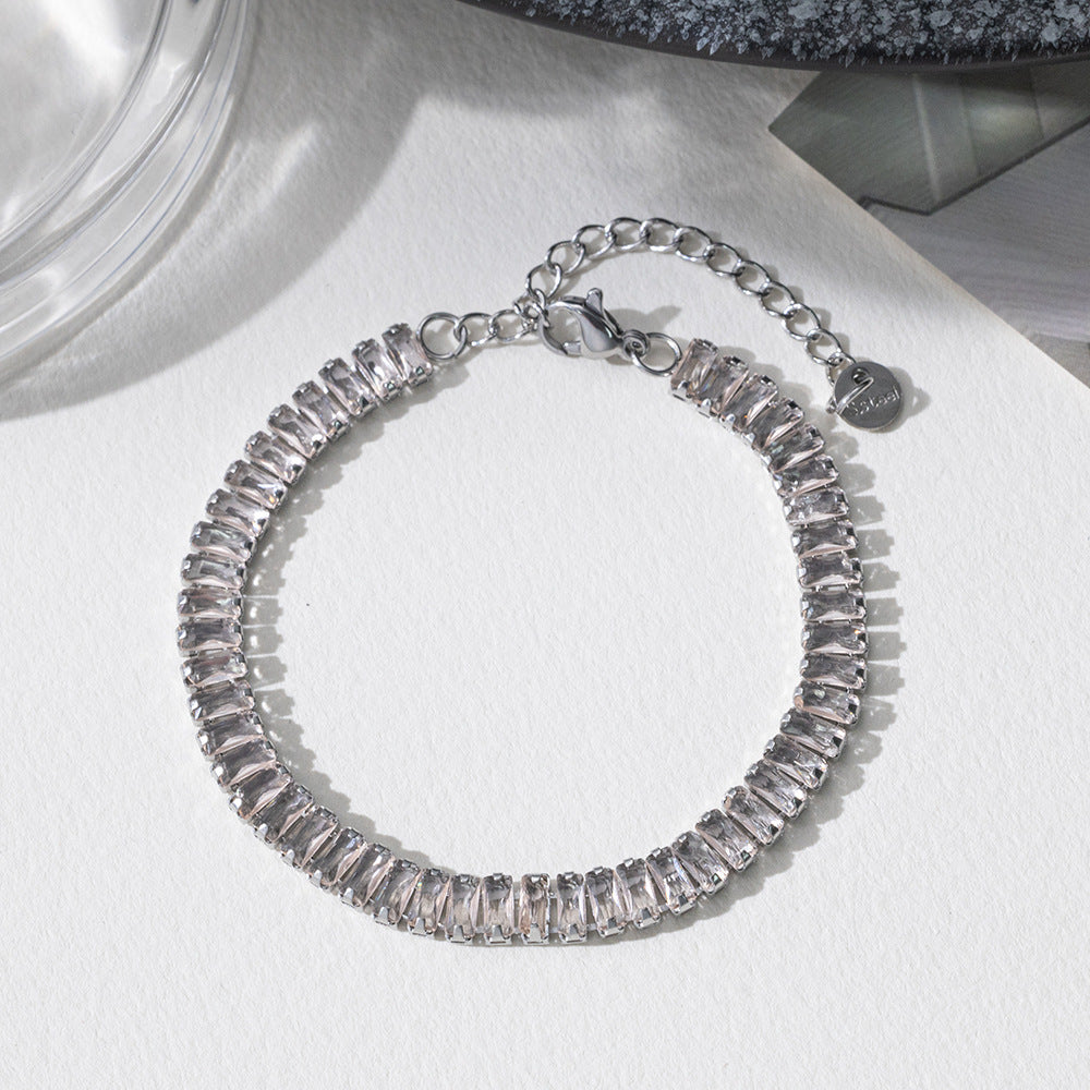 Golden Bracelet With Square-cut  Fully Paved Crystals