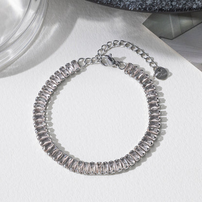 Golden Bracelet With Square-cut  Fully Paved Crystals