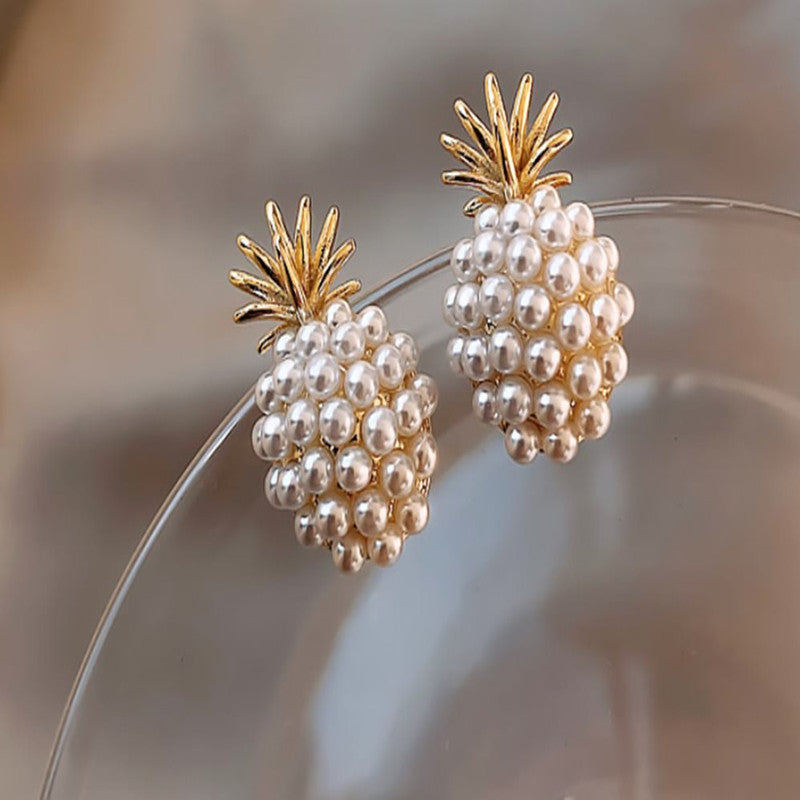 Pineapple Starfish Pearl Earrings.Free shipping