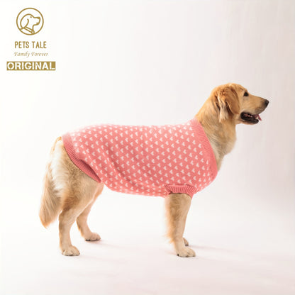 Dog Sweater with Pink Heart Design - Comfortable Knitwear for Dogs of All Sizes, Soft And Warm Pullover for Pets