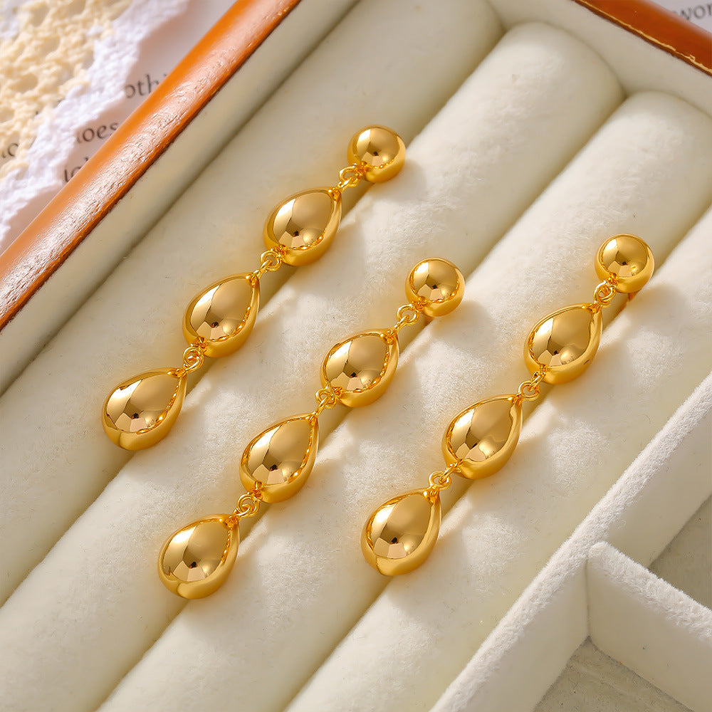 Light-luxury Fashion-forward Geometric Teardrop Tassel Earrings