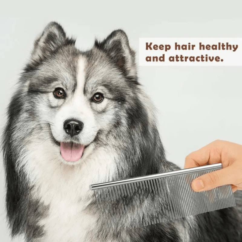 Stainless Steel Dematting Comb for Dogs - Effortless Detangling, Reduced Shedding, and Gentle on Skin - Durable, Easy to Clean, and Perfect for Long-Haired Breeds