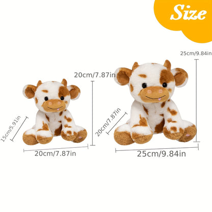 [Akkun LED Cow Plush] Adorable Akkun LED Cow Plush Night Light - Soft Glow-in-the-Dark Polyester Blend Stuffed Animal - Perfect for Youngsters' Rooms & Birthday Gifts, White