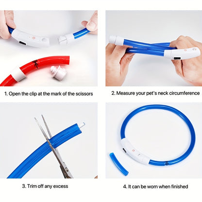 Luminous USB Rechargeable Dog Collar - Glow-in-the-Dark PVC Neck Cuff for Small Medium Large Dogs, Nighttime Walking Light with USB Charging, Safe & Portable Pet Accessory, Glow in the Dark Technology