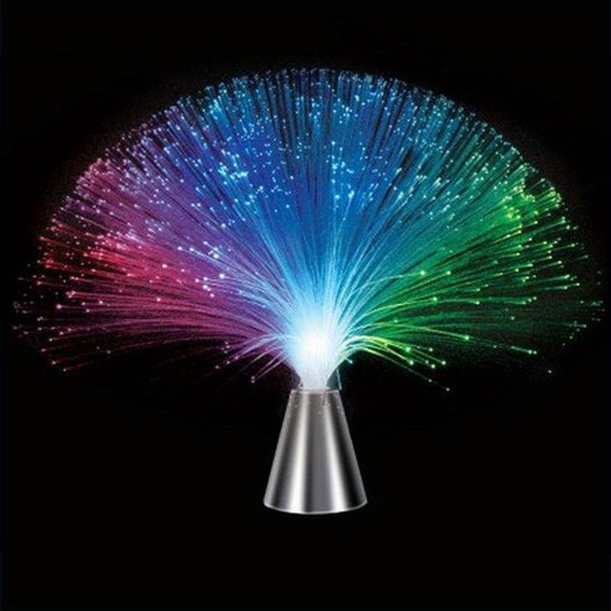1pc Fiber Optic Lamp - LED Color Changing With Cone Base - Fiber Optic Lights With Battery Powered - Calming Mood Night Light