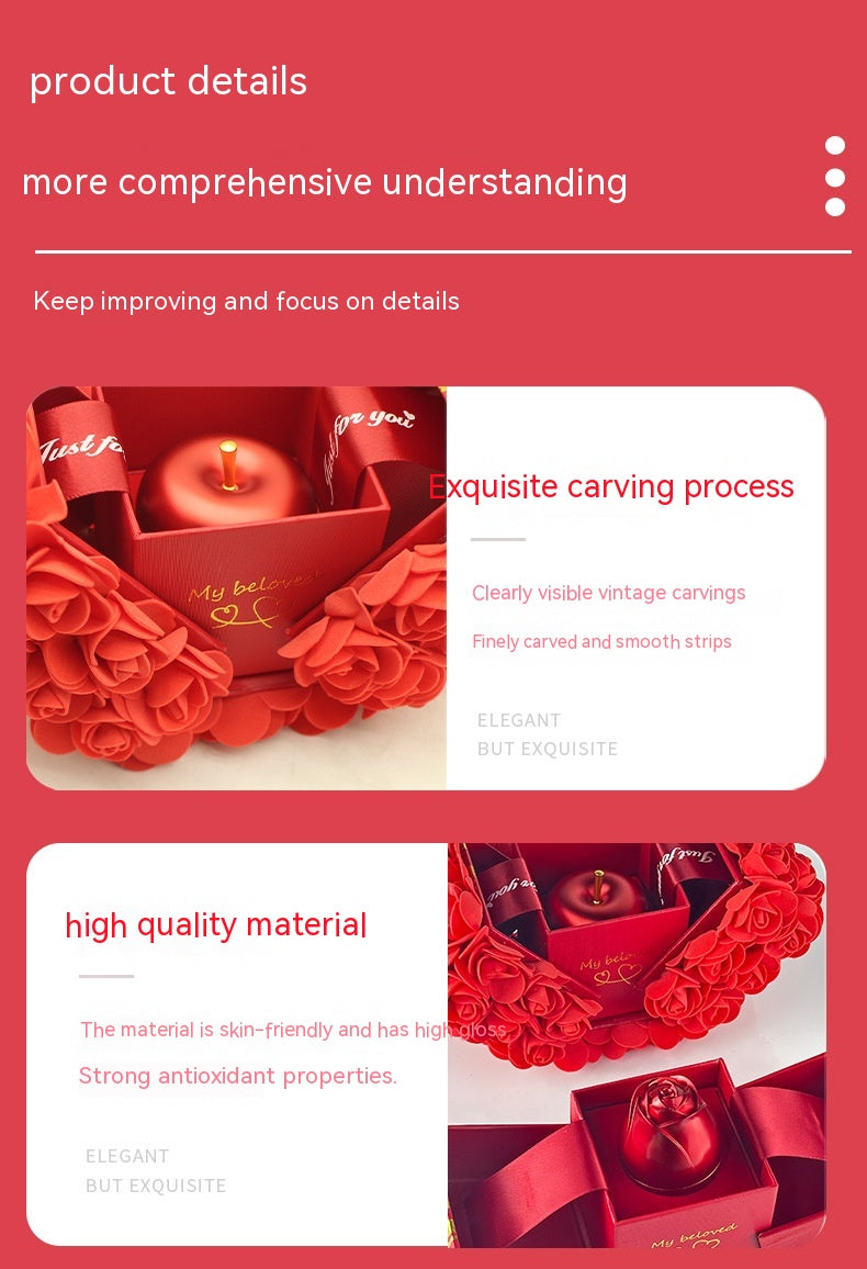 Eternal Love Rose Jewelry Gift Set – Preserved Roses & Crystal Pendant Necklace - Giftcare Necklace & pendants