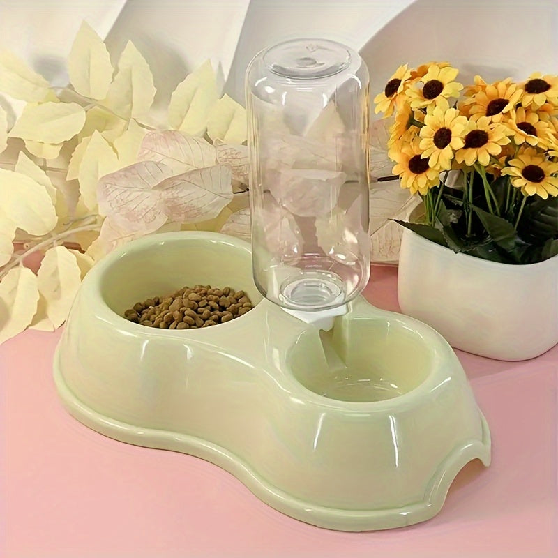 1pc Automatic Dog Water Dispenser - Double Bowls Feeding & Watering Supplies for Indoor Dogs - Space-Saving, Easy-Clean, and Durable Plastic Design