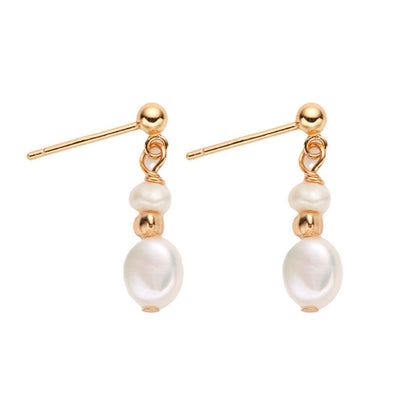 Korean-style Chic Baroque Natural Freshwater Pearl Stud Earrings