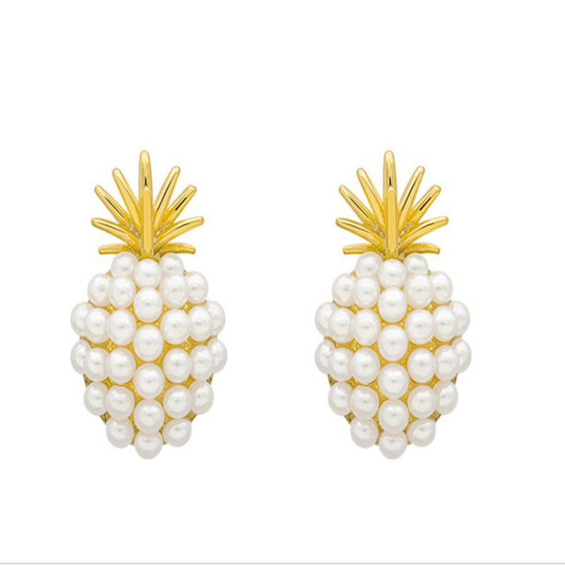 Pineapple Starfish Pearl Earrings.Free shipping