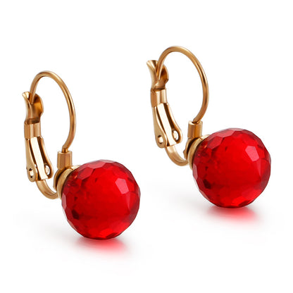 10mm Glass Crystal Ear Hooks Womens Titanium Steel Earrings