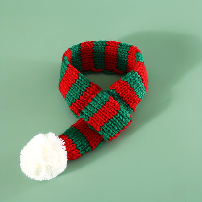 1pc Cozy Winter Knit Scarf Bib - Bandanas for Large Dogs - Striped Collar, Warm, Pet New Year and Christmas Accessories