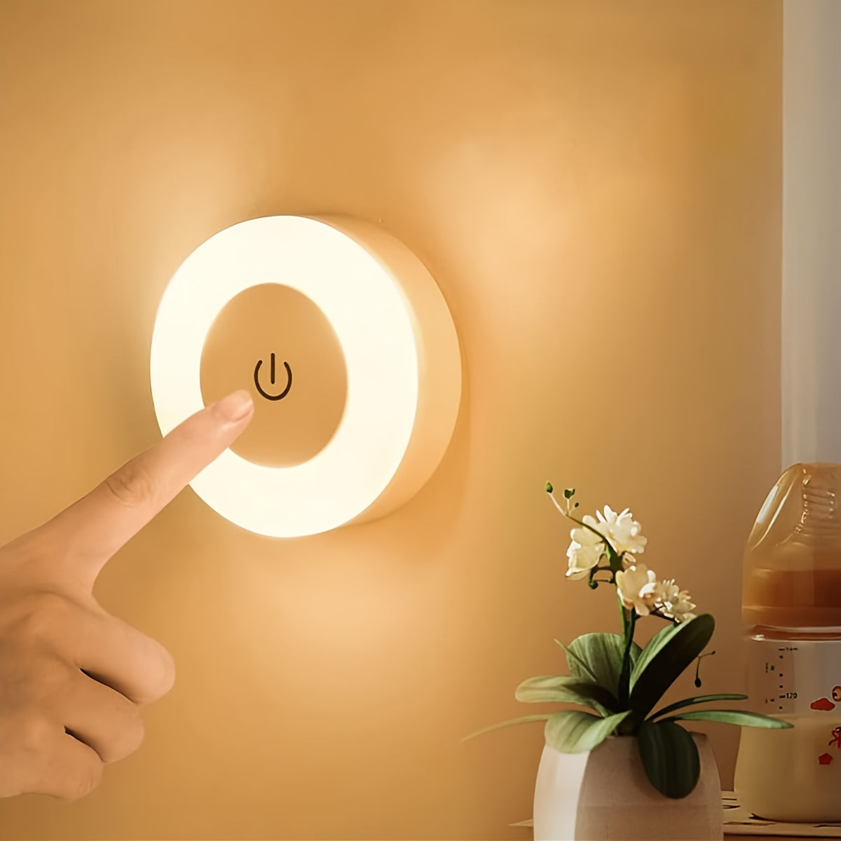 1pc LED Touch Night Light, Bedroom Decorative Light, Dimmable for Nursery, Hallway, Bedroom, Washroom, Living Room, Wardrobe, Cabinet, Warm Light/White Light