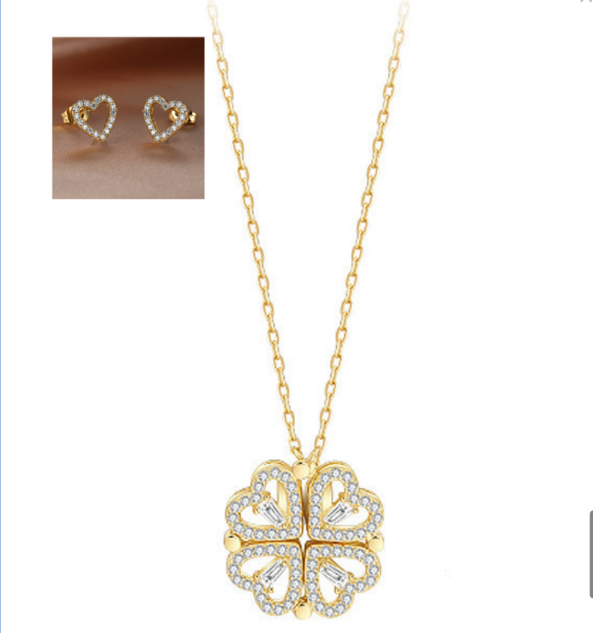Explosive Style Detachable Deformed Four-leaf Clover Necklace For Women A Multi-wearing Zircon Small Love Short Clavicle Chain.Free Shipping.Delivery Time:2Weeks