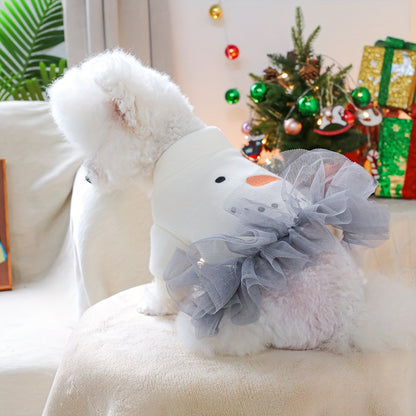 Adorable Snowman Thermal Pet Dress - Winter Christmas Holiday Puppy Costume Dresses for Small to Large Breeds - Soft, Warm, and Comfortable Outfit for Dogs