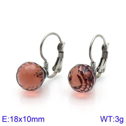 10mm Glass Crystal Ear Hooks Womens Titanium Steel Earrings