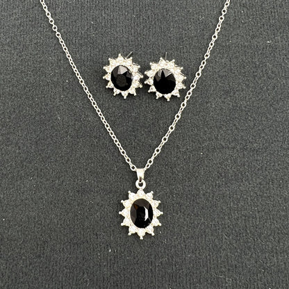 European And American Fashion SUNFLOWER Zircon Ear Stud Necklace Suit