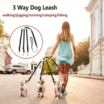 Heavy-Duty Dog Harness System with 3-Directional Control - 3-Way Dog Leash with Adjustable Car Seat Belt System - No-Pull 5-Foot Long Leash for Outdoor Walking, Hiking, Car Travel & Camping - Compatible with All Dog Sizes (Bl