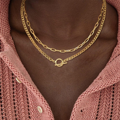 Womens Retro Alloy Layered Clavicle Necklace