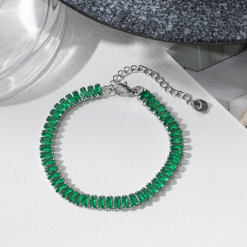 Golden Bracelet With Square-cut  Fully Paved Crystals