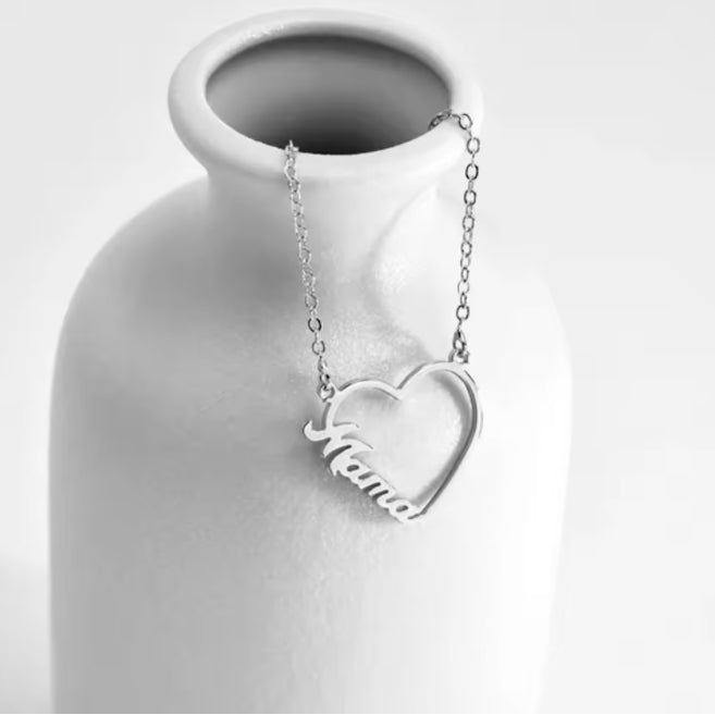 Simple DIY Letter Name Heart Pendant Necklace