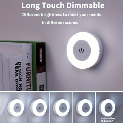 1pc LED Touch Night Light, Bedroom Decorative Light, Dimmable for Nursery, Hallway, Bedroom, Washroom, Living Room, Wardrobe, Cabinet, Warm Light/White Light