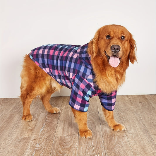 Pet Clothing Sweatshirt, Colorful Plaid -Lined Warm Comfortable Coat for Cats and Dogs