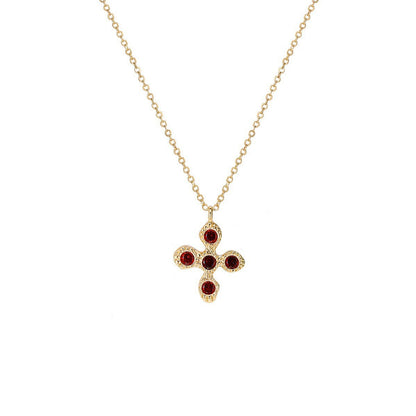 Light Luxury Floral Cross Pendant Delicate Zircon Necklace