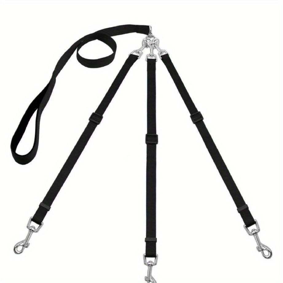 Heavy-Duty Dog Harness System with 3-Directional Control - 3-Way Dog Leash with Adjustable Car Seat Belt System - No-Pull 5-Foot Long Leash for Outdoor Walking, Hiking, Car Travel & Camping - Compatible with All Dog Sizes (Bl