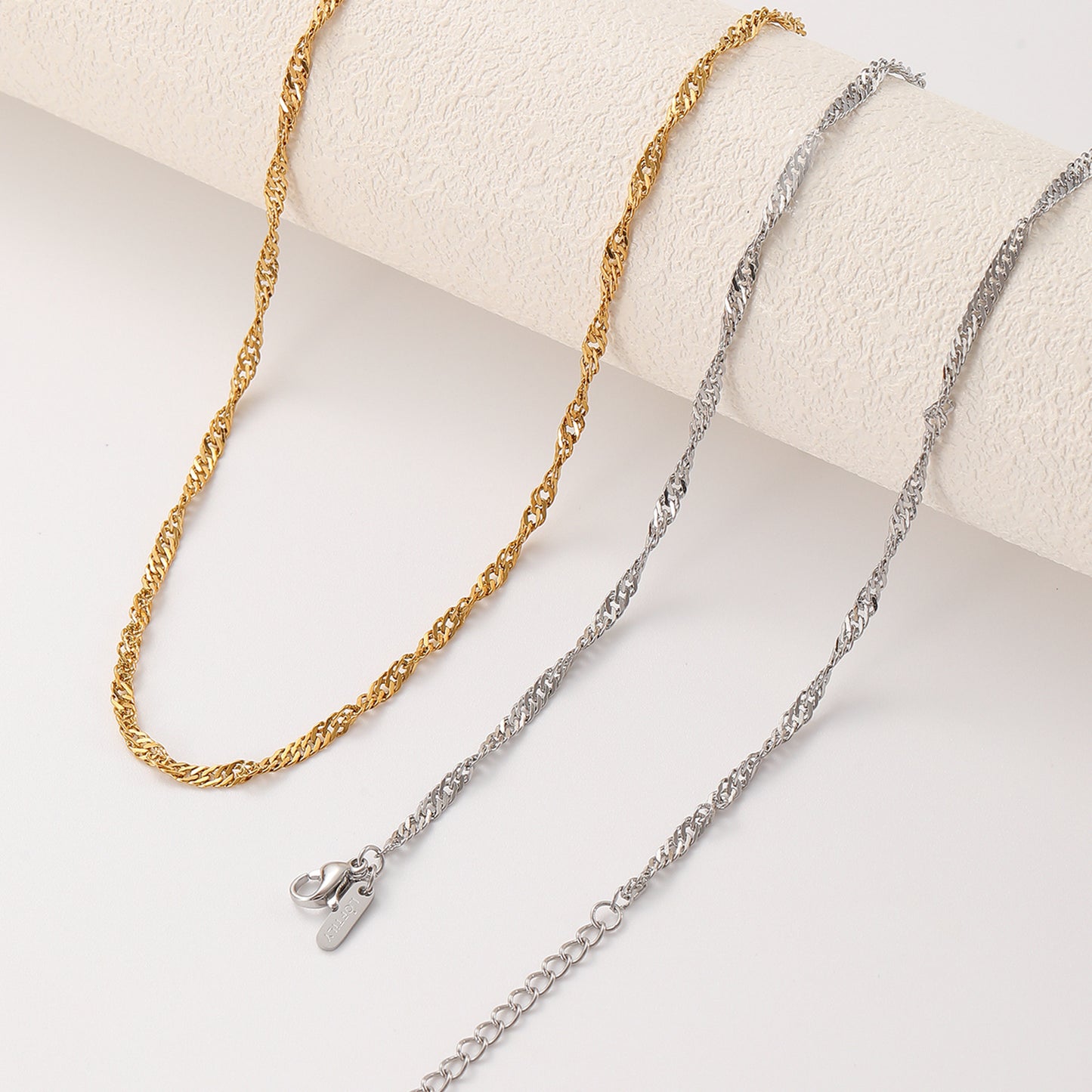 Womens Stainless Steel Water Wave Chain Choker Necklace With A Personalized Design