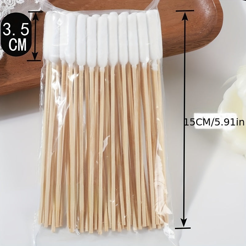 50pcs Pet Cotton Swabs, Dual-Use Large Tip For Ear & Skin Cleaning, Gentle Care For Cats & Dogs, Ideal For Ear Cleaning Or Cosmetic Use