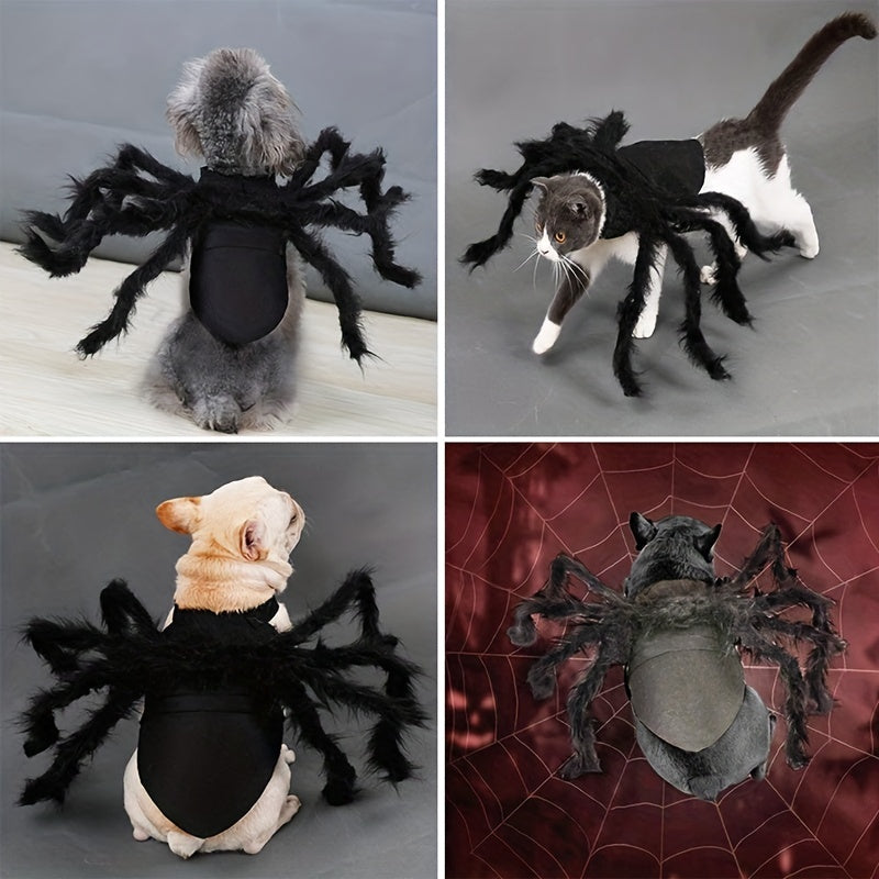 Halloween Spider Costume for Cats and Small/Medium Dogs - Fun and Festive Pet Dress Up -  Polyester Fabric - For Halloween Parties & Trick-or-Treating - Perfect Gift for Pet Lovers